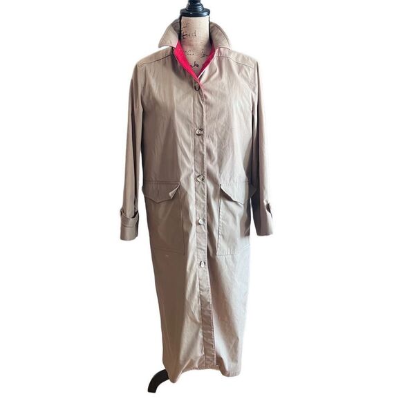Vintage Tempo Europo by London Fog Tan with Red Lining Trench Rain Coat Size 8 - Picture 2 of 9
